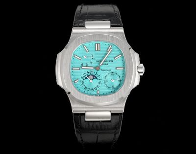 Patek Philippe Nautilus ladies Cal.240PS 40mm Black Leather Strap Tiffany Blue Dial Watch